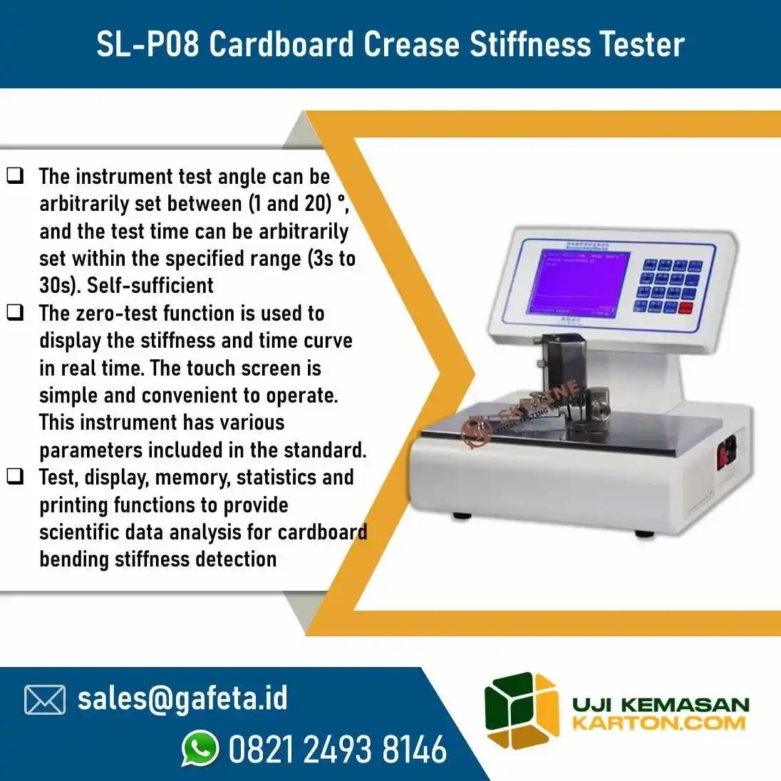 Jual SL-P08 Cardboard Crease Stiffness Tester untuk Karton & Kertas