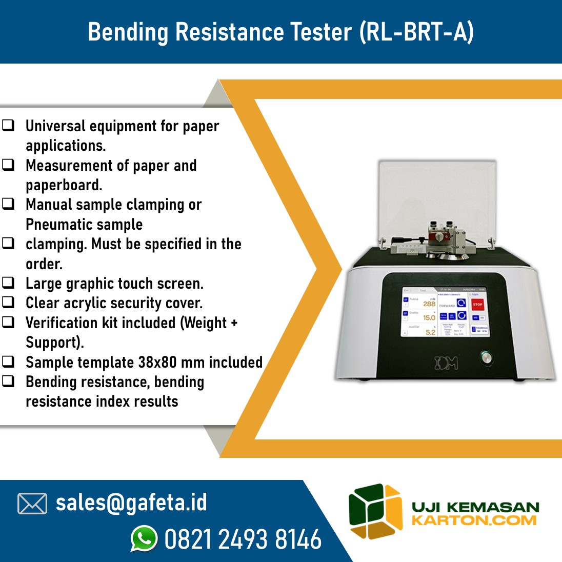 Jual Bending Resistance Tester RL-BRT-A untuk Kertas & Paperboard
