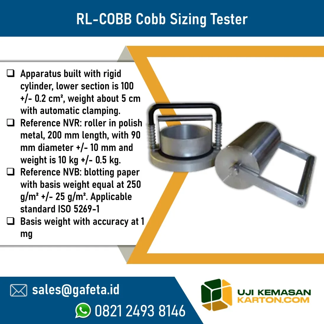 Jual Cobb Sizing Tester RL-COBB untuk Uji Daya Serap Air