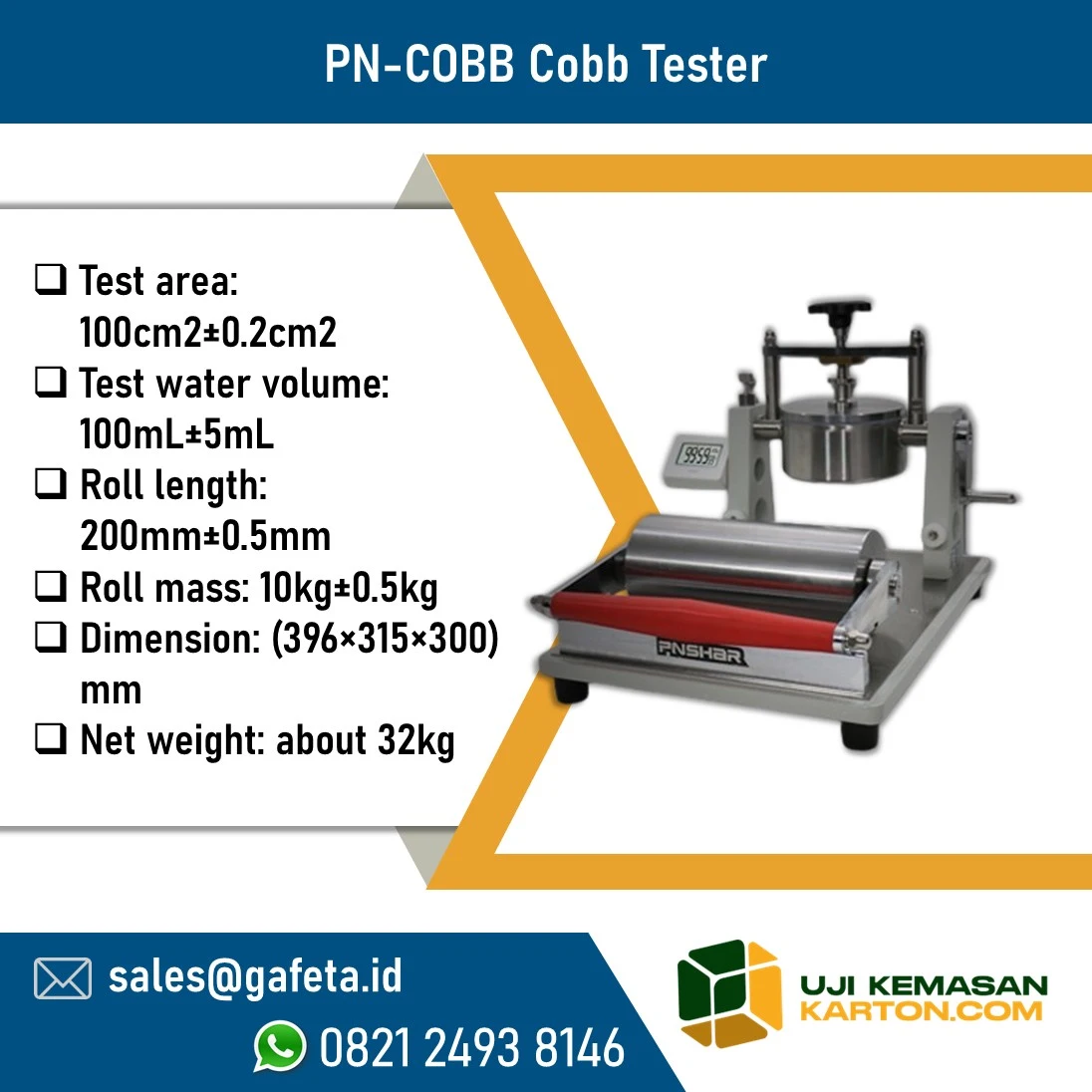 Cobb Tester PN-COBB Alat Uji Daya Serap Air Karton