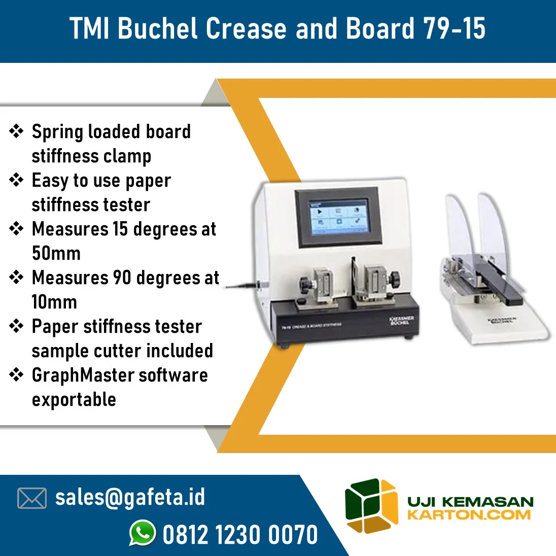 TMI Büchel Crease and Board Stiffness Tester 79-15 Uji Board Stiffness