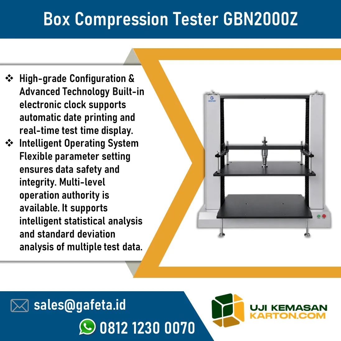 Box Compression Tester GBN2000Z untuk Karton
